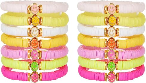 Friendship Bracelets for Women Colorful Heishi Clay Beaded Stretch Bff Bracelet Boho Stackable Bracelets Preppy Jewelry Party Favors in Saudi Arabia