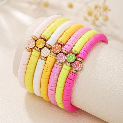 Friendship Bracelets for Women Colorful Heishi Clay Beaded Stretch Bff Bracelet Boho Stackable Bracelets Preppy Jewelry Party Favors in Saudi Arabia