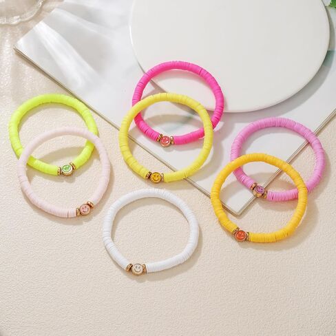 Friendship Bracelets for Women Colorful Heishi Clay Beaded Stretch Bff Bracelet Boho Stackable Bracelets Preppy Jewelry Party Favors in Saudi Arabia
