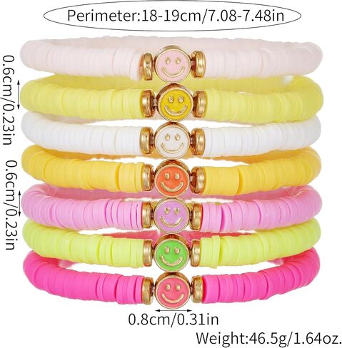 Friendship Bracelets for Women Colorful Heishi Clay Beaded Stretch Bff Bracelet Boho Stackable Bracelets Preppy Jewelry Party Favors in Saudi Arabia