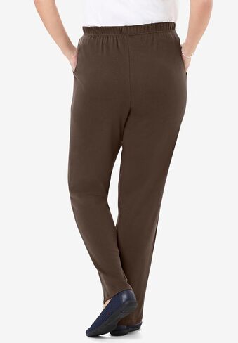 Woman Within Plus Size 7-Day Knit Straight-Leg Pull-On Pants - 1X, Black in Saudi Arabia