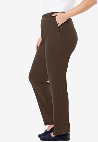 Woman Within Plus Size 7-Day Knit Straight-Leg Pull-On Pants - 1X, Black in Saudi Arabia