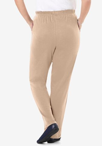 Woman Within Plus Size 7-Day Knit Straight-Leg Pull-On Pants - 1X, Black in Saudi Arabia