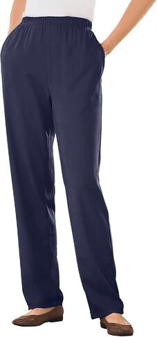Woman Within Plus Size 7-Day Knit Straight-Leg Pull-On Pants - 1X, Black in Saudi Arabia