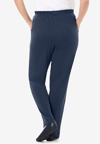 Woman Within Plus Size 7-Day Knit Straight-Leg Pull-On Pants - 1X, Black in Saudi Arabia