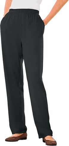 Woman Within Plus Size 7-Day Knit Straight-Leg Pull-On Pants - 1X, Black in Saudi Arabia