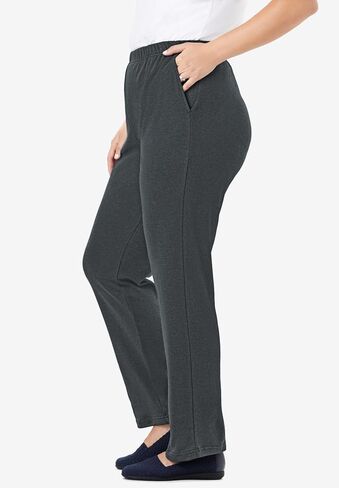 Woman Within Plus Size 7-Day Knit Straight-Leg Pull-On Pants - 1X, Black in Saudi Arabia