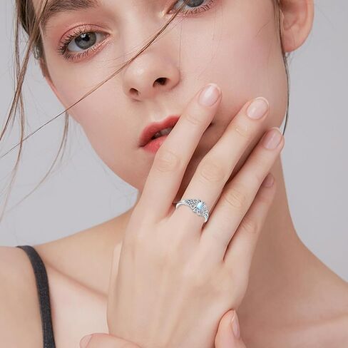 Daisy/Moss Agate/Clover/Heart/Moonstone Celtic/Triple Moon Goddess/Heartbeat/Claddagh/Twist Cross/Evil Eye Rings 925 Sterling Silver Adjustable Ring for Women Birthday Christmas in Saudi Arabia