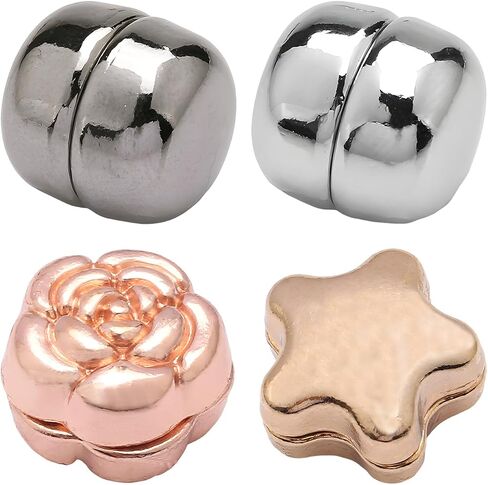 Magnetic Hijab Pins, 8 Pairs Pinless No-Snag Hijab & Scarf Magnets, Round Flower Star Designs, Gold Silver Rose Gold Gunmetal, Secure Fabric-Friendly Closures in Saudi Arabia