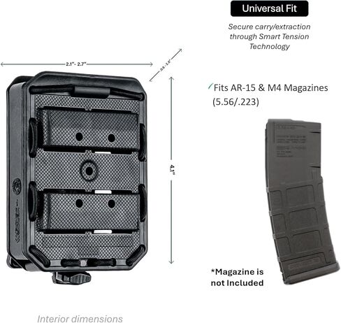 حالة مجلة Hero’s Pride Flex OWB Double AR - ملائمة عالمية مع محول الحزام الدوار - مجلات واحدة أو مزدوجة المكدس AR ، 5.56 و .223 Mags - TAA متوافق in Kuwait