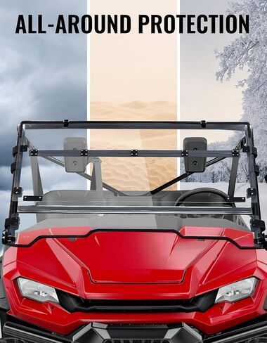 زجاج أمامي كامل لسيارة Honda Pioneer 1000 16-25، زجاج أمامي شفاف مطلي بطبقة صلبة كاملة التهوية مقاوم للخدش لملحقات Pioneer 1000-3 1000-5 1000-6 2016-2025 in Kuwait