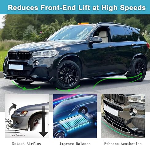 KHK Front Bumper Lip Spoiler for BMW 2 Series F22 Coupe M-Sport Bumper 2014-2021,Glossy Black ABS Air Dam Front Splitter Body Kit Accessories-1 PCS in Kuwait