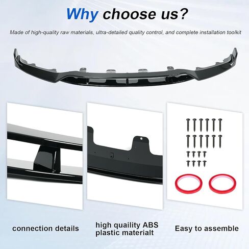 KHK Front Bumper Lip Spoiler for BMW 2 Series F22 Coupe M-Sport Bumper 2014-2021,Glossy Black ABS Air Dam Front Splitter Body Kit Accessories-1 PCS in Kuwait