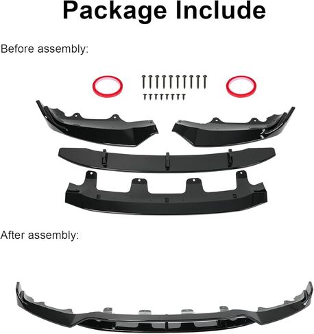 KHK Front Bumper Lip Spoiler for BMW 2 Series F22 Coupe M-Sport Bumper 2014-2021,Glossy Black ABS Air Dam Front Splitter Body Kit Accessories-1 PCS in Kuwait