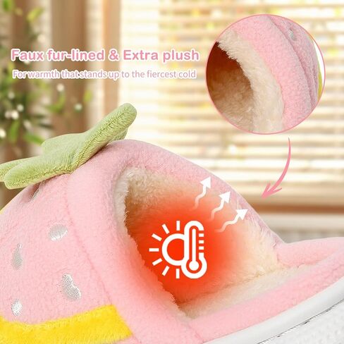 Girls Slippers Cute Child Warm Plush Fleece House Slip-on Shoes in Kuwait