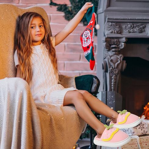 Girls Slippers Cute Child Warm Plush Fleece House Slip-on Shoes in Kuwait