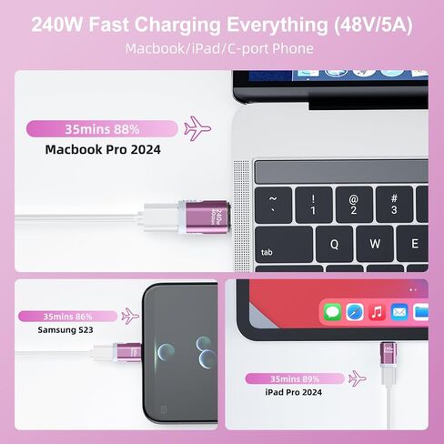 HanCenDa USB C Adapter Magnetic White, Straight USB C Magnetic Adapter 24Pin 240W USB4 40Gbps 8K 60Hz Video for Thunderbolt 3/4, MacBook Pro/Air iPhone 16/15, Steam Deck, PS5, PSVR2 2Pack in Saudi Arabia