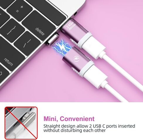 HanCenDa USB C Adapter Magnetic White, Straight USB C Magnetic Adapter 24Pin 240W USB4 40Gbps 8K 60Hz Video for Thunderbolt 3/4, MacBook Pro/Air iPhone 16/15, Steam Deck, PS5, PSVR2 2Pack in Saudi Arabia
