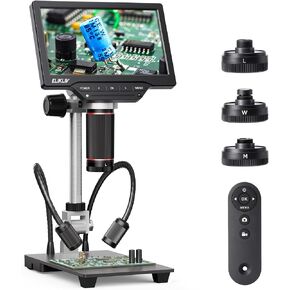 مجهر رقمي من Elikliv 4K: Max Max Max Magnetic 3 Lens Coin Microscope مع عرض 10.1 "IPS ، HDMI/USB الإخراج لحام ثنائي الفينيل متعدد الكلور ، جمع العملة المعدنية ، 10" حامل ، عن بُعد و 64 جيجابايت in Kuwait