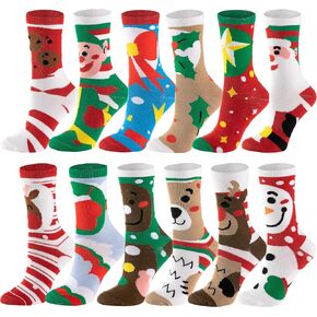 JOYIN 12 Pack Women's Socks Colorful Funky Paint Splash Patterned Crew Socks Funky Paintspalsh & Colorblocks for Christmas, Holiday or Birthday Gift in Saudi Arabia