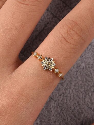 1pc Unique Elegant Snowflake Thin Ring For Women Sterling Silver Glamorous Fine Jewelry Gift Birthday Gifts for Women in Saudi Arabia