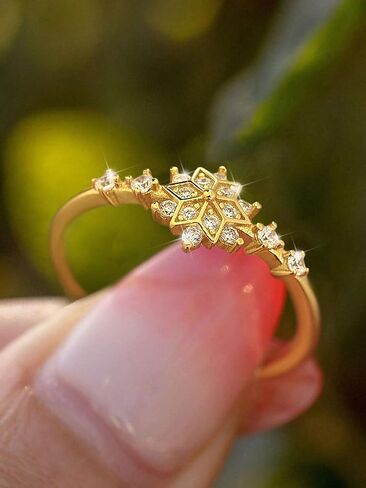 1pc Unique Elegant Snowflake Thin Ring For Women Sterling Silver Glamorous Fine Jewelry Gift Birthday Gifts for Women in Saudi Arabia