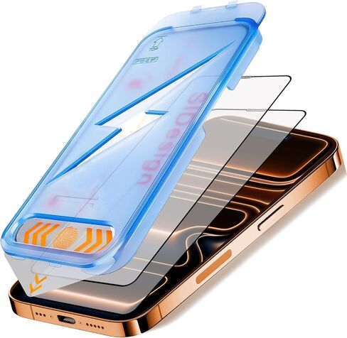 iPhone 16 Pro Max Screen Protector ، 6.9 بوصة الزجاج المقسى ، صلابة 9 ساعات ، عبوة 2 مع مجموعة التثبيت ， إزالة فقاعات الغبار والهواء تلقائيا in Saudi Arabia
