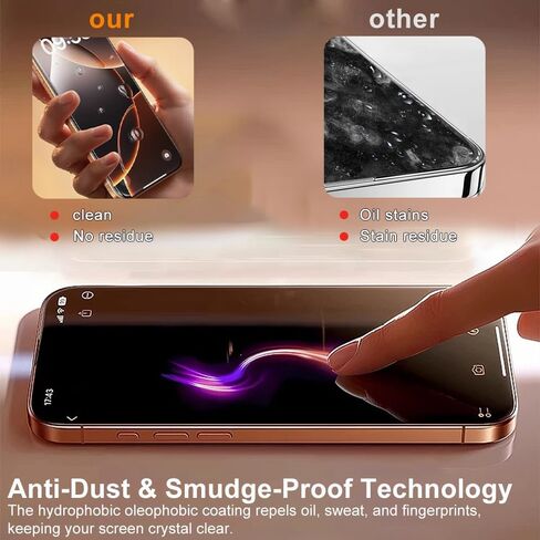 iPhone 16 Pro Max Screen Protector ، 6.9 بوصة الزجاج المقسى ، صلابة 9 ساعات ، عبوة 2 مع مجموعة التثبيت ， إزالة فقاعات الغبار والهواء تلقائيا in Saudi Arabia