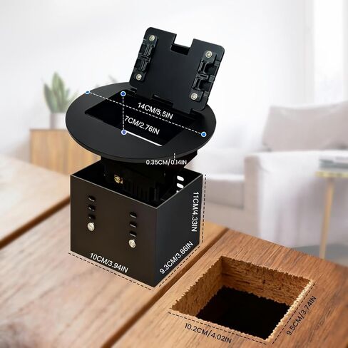 صندوق مخرج الأرضية المريح ، وعاء عميق مع ميناء شحن سريع 4.8A USB-A و USB-C ، وغطاء مخرج طابق دائري 20A-2 حزمة (أسود) in Kuwait