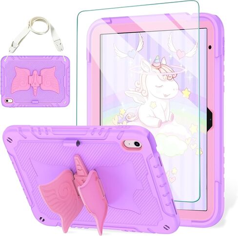 Acemo iPad 10 Case 10.9 بوصة/iPad (A16) حالة الجيل الحادي عشر 11 بوصة مع حامي الشاشة/حزام الكتف/حامل القلم الرصاص/Kickstand Cute Kids Girls for iPad 2022 2025 Pink in Saudi Arabia