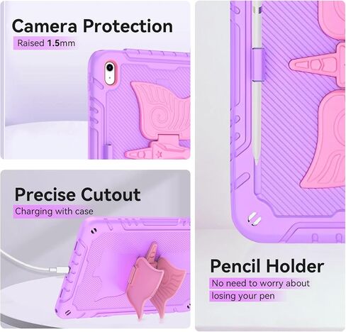 Acemo iPad 10 Case 10.9 بوصة/iPad (A16) حالة الجيل الحادي عشر 11 بوصة مع حامي الشاشة/حزام الكتف/حامل القلم الرصاص/Kickstand Cute Kids Girls for iPad 2022 2025 Pink in Saudi Arabia