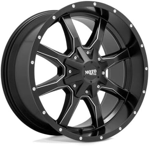 موتو ميتال 18X10 8X6.5 4.56 -24 ملم أسود لامع مع شفة مطحونة - MO970810803A24N in Kuwait