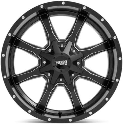 موتو ميتال 18X10 8X6.5 4.56 -24 ملم أسود لامع مع شفة مطحونة - MO970810803A24N in Kuwait