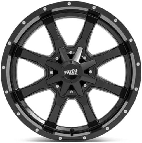 موتو ميتال 18X10 8X6.5 4.56 -24 ملم أسود لامع مع شفة مطحونة - MO970810803A24N in Kuwait