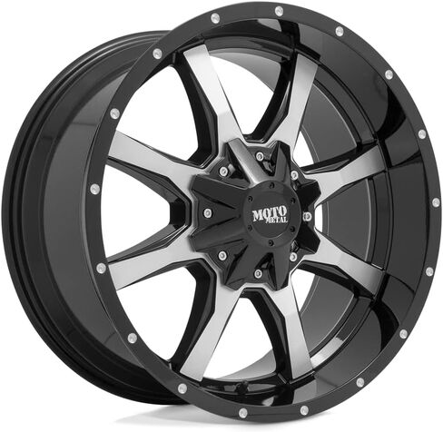 موتو ميتال 18X10 8X6.5 4.56 -24 ملم أسود لامع مع شفة مطحونة - MO970810803A24N in Kuwait