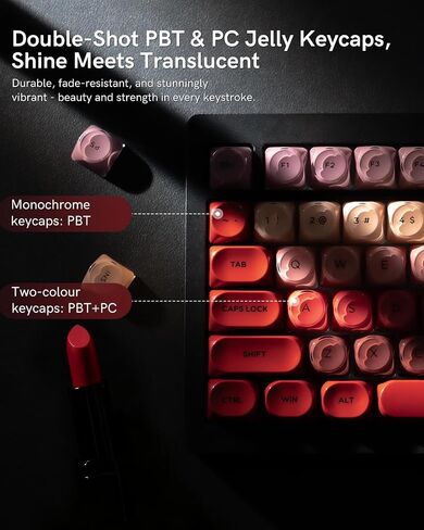 132 Keys PBT Keycaps, Jelly Keycaps Cute Custom Creamy Key caps MOA Profile for 61/68/84/87/98/100 Cherry Gateron MX Mechanical Keyboards, Pink in Saudi Arabia