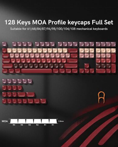 132 Keys PBT Keycaps, Jelly Keycaps Cute Custom Creamy Key caps MOA Profile for 61/68/84/87/98/100 Cherry Gateron MX Mechanical Keyboards, Pink in Saudi Arabia