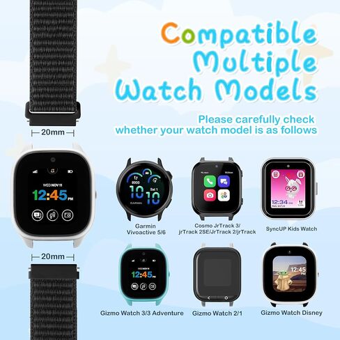 Geak 3 Pack Kids Nylon Strap متوافق مع Gizmo Watch 3 2 1/Gabb Watch 3E 3 2 1 استبدال الفرقة ، 20 مم إصدار منفرد حلقة منفردة لطيف متوافق مع Gizmo Watch Band for Kids Boys Girls in Saudi Arabia