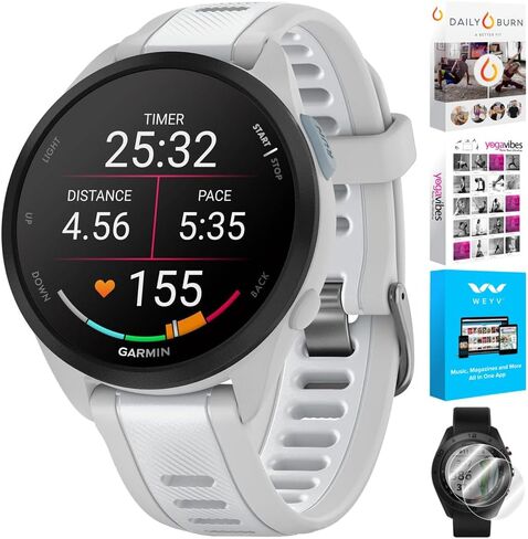 Garmin 010-02863-30 Forerunner 165 Music Smart Sport Watch ، Black + Slate Gray | نموذج شريك الولايات المتحدة الرسمي | حزمة مع Deco Essentials 2 حزمة الشاشة in Saudi Arabia