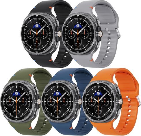 5 Packs Bands Compatible with Samsung Galaxy Watch 7 6 5 45mm 44mm 40mm/Galaxy Watch 4 40mm 44mm/ Galaxy Watch 4 Classic 46mm 42mm, 20mm Adjustable Silicone Replacement Straps for Women Man in Saudi Arabia