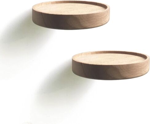 Set of 3 Modern Beechwood Floating Shelves, Round, 5.9 x 0.82 Inch, Oil Rubbed Finish, Wall Mounted, Holds Up to 15kg Each in Saudi Arabia