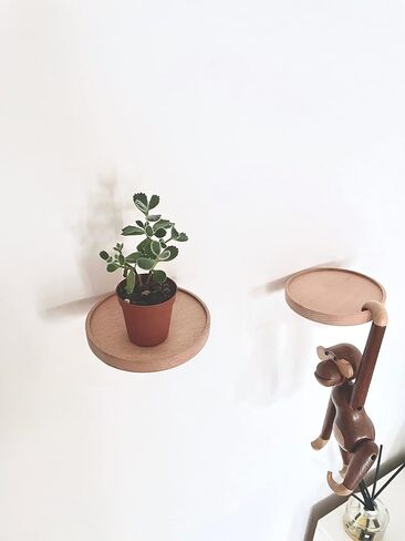 Set of 3 Modern Beechwood Floating Shelves, Round, 5.9 x 0.82 Inch, Oil Rubbed Finish, Wall Mounted, Holds Up to 15kg Each in Saudi Arabia