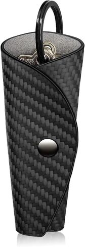 T-carbon Minimalist Key Holder, Leather Key Organizer, Carbon Fiber Wrap Keychain for 2–5 Keys, Compact Anti-Scratch Key Wallet for Pocket & Bag Keychain Cover in Saudi Arabia