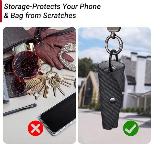 T-carbon Minimalist Key Holder, Leather Key Organizer, Carbon Fiber Wrap Keychain for 2–5 Keys, Compact Anti-Scratch Key Wallet for Pocket & Bag Keychain Cover in Saudi Arabia