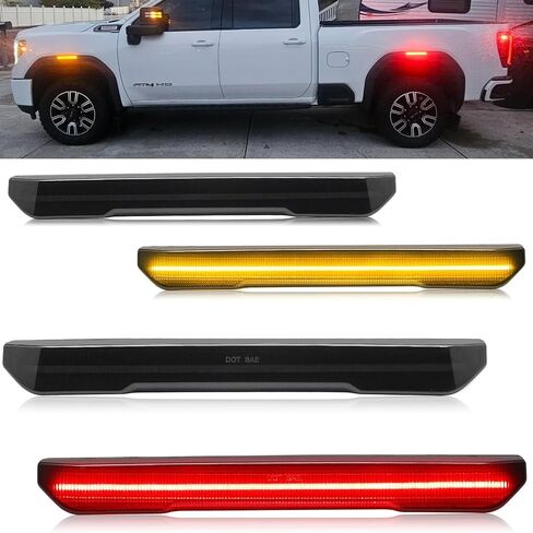 Jinfili Side Marker Fender Lights accessories Compatible with GM’C Sierra 2020-2024 2500 HD 3500 HD LED Strip Truck Pickup Amber Front & Amber Rear Fender Light Smoked Lens 4 Pcs in Saudi Arabia