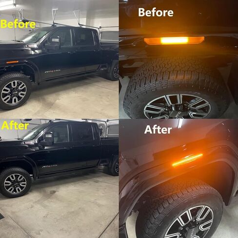 Jinfili Side Marker Fender Lights accessories Compatible with GM’C Sierra 2020-2024 2500 HD 3500 HD LED Strip Truck Pickup Amber Front & Amber Rear Fender Light Smoked Lens 4 Pcs in Saudi Arabia