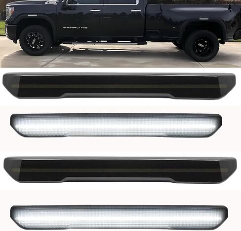 Jinfili Side Marker Fender Lights accessories Compatible with GM’C Sierra 2020-2024 2500 HD 3500 HD LED Strip Truck Pickup Amber Front & Amber Rear Fender Light Smoked Lens 4 Pcs in Saudi Arabia
