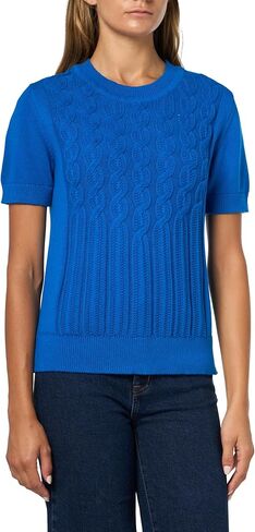 Nautica Womens Short Sleeve Crew Neck Cable Solid Sweater in Saudi Arabia