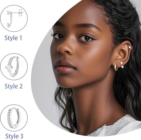 Stud Hoop Earrings Set for Women, Trendy Dangle Jacket Huggie Stacks for Multiple Piercing, Hypoallergenic Cartilage Jewelry Gifts in Saudi Arabia