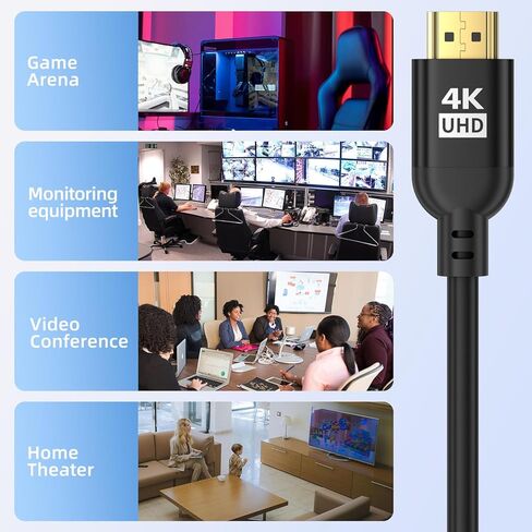4K HDMI Cable 40ft ، 18GBPS ULTRA HIVE HDMI 2.0 كابل ، حبل مضفر ، دعم 4K@60Hz 2K@120Hz ، HDR Dynamic ، ARC ، متين ، متوافق مع PC/HDTV/PS5/Xbox/Blu-ray in Kuwait